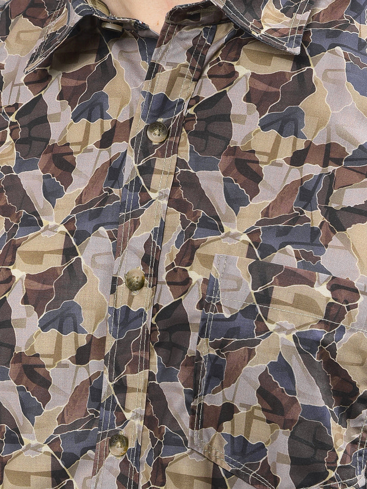 cobb camel printed casual shirt