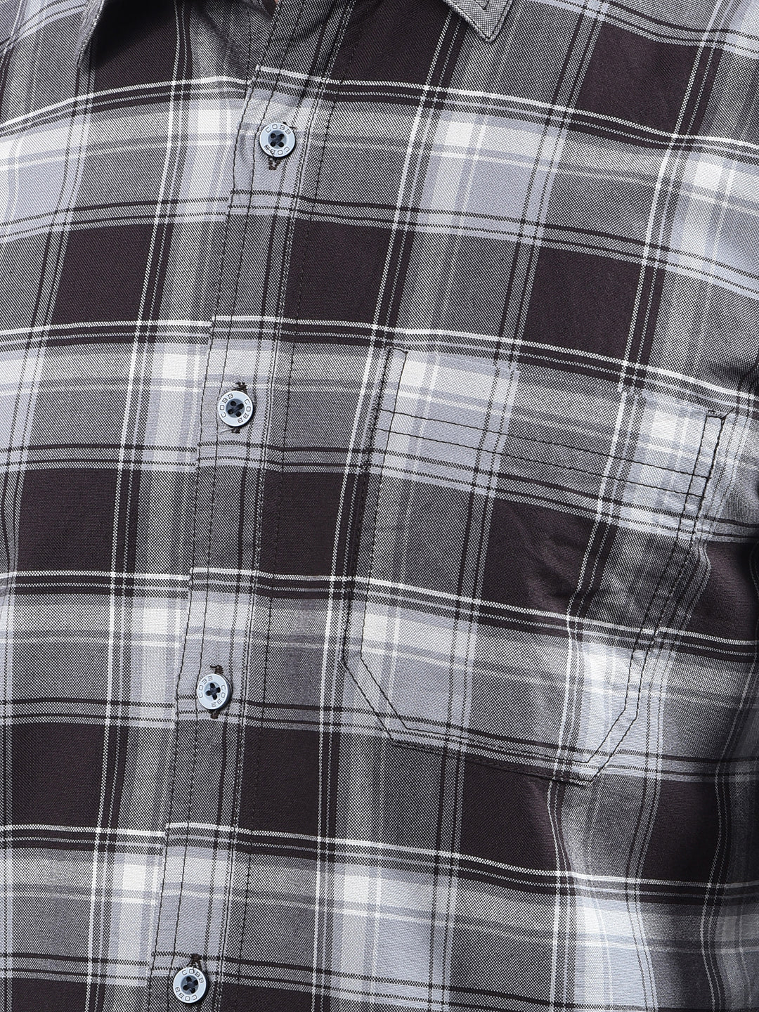 cobb dark coffee checked casual shirt