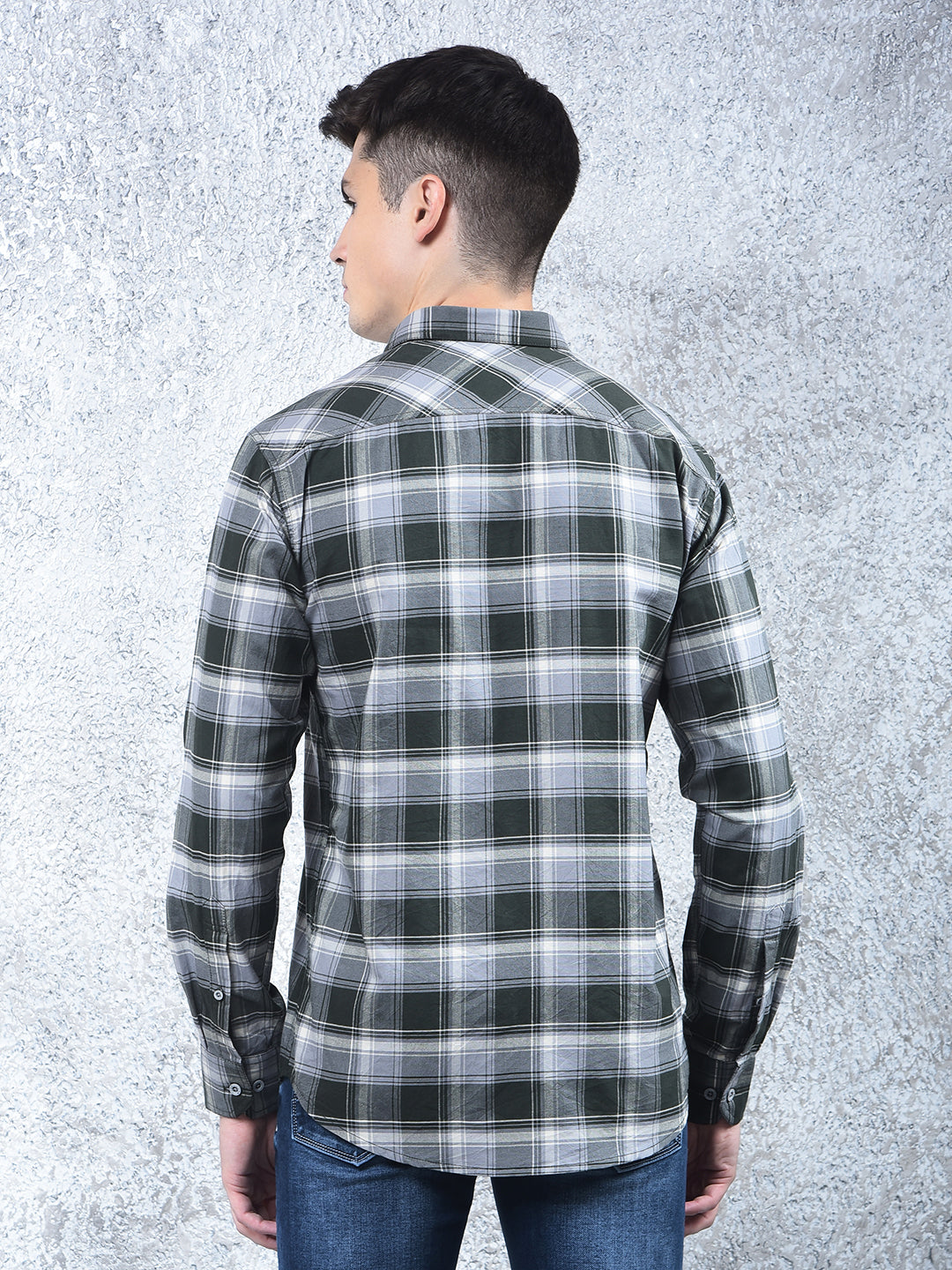 cobb dark green checked casual shirt
