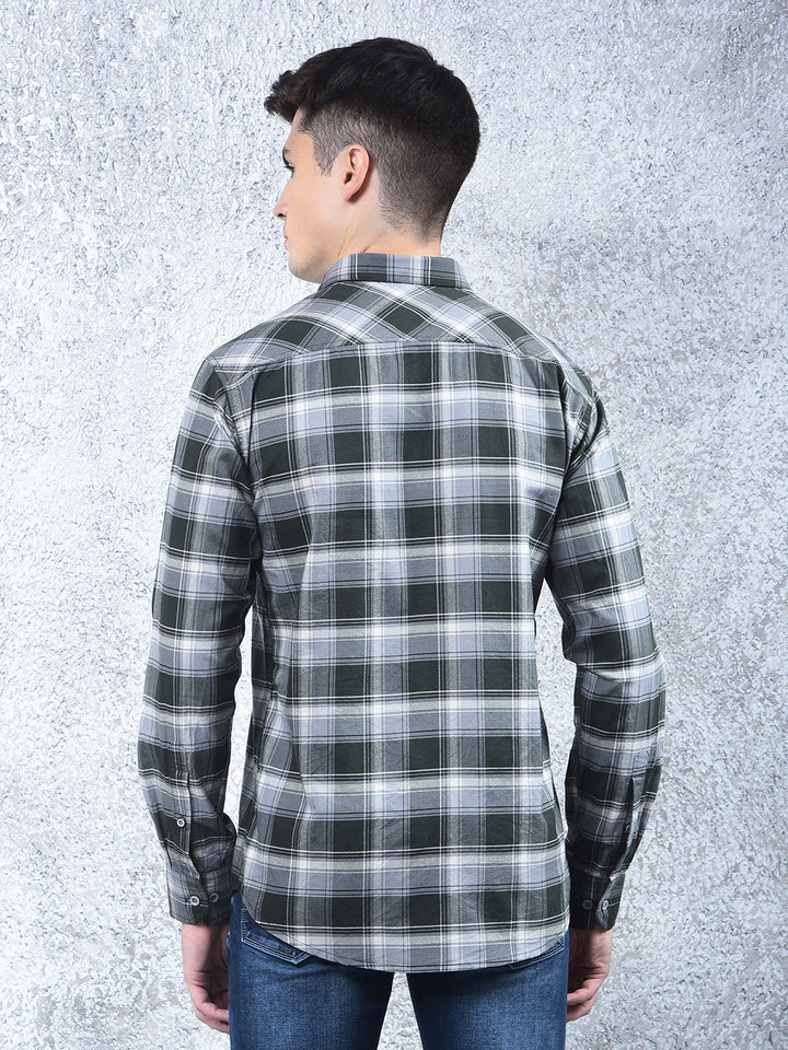 cobb dark green checked casual shirt
