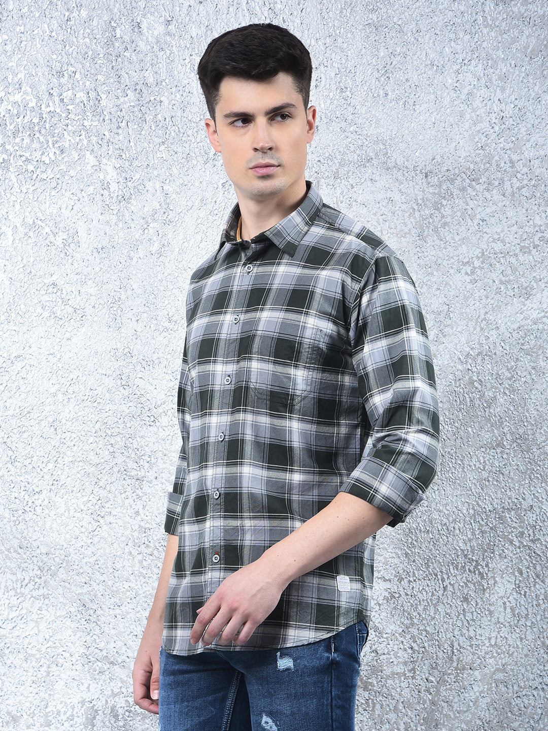COBB DARK GREEN CHECKED CASUAL SHIRT