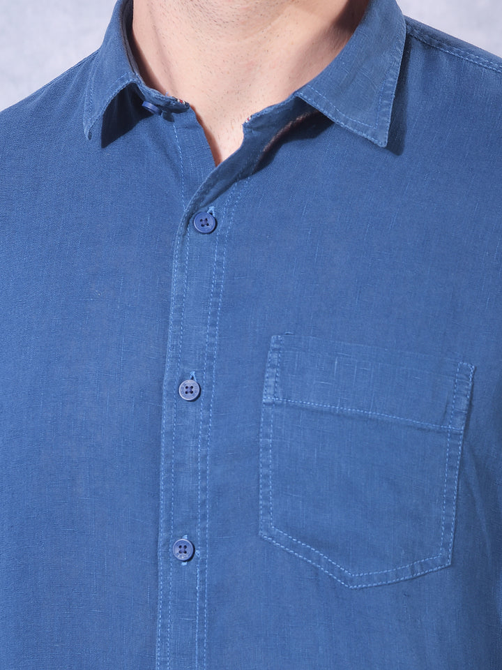 COBB AIRFORCE BLUE SOLID SLIM-FIT CASUAL SHIRT