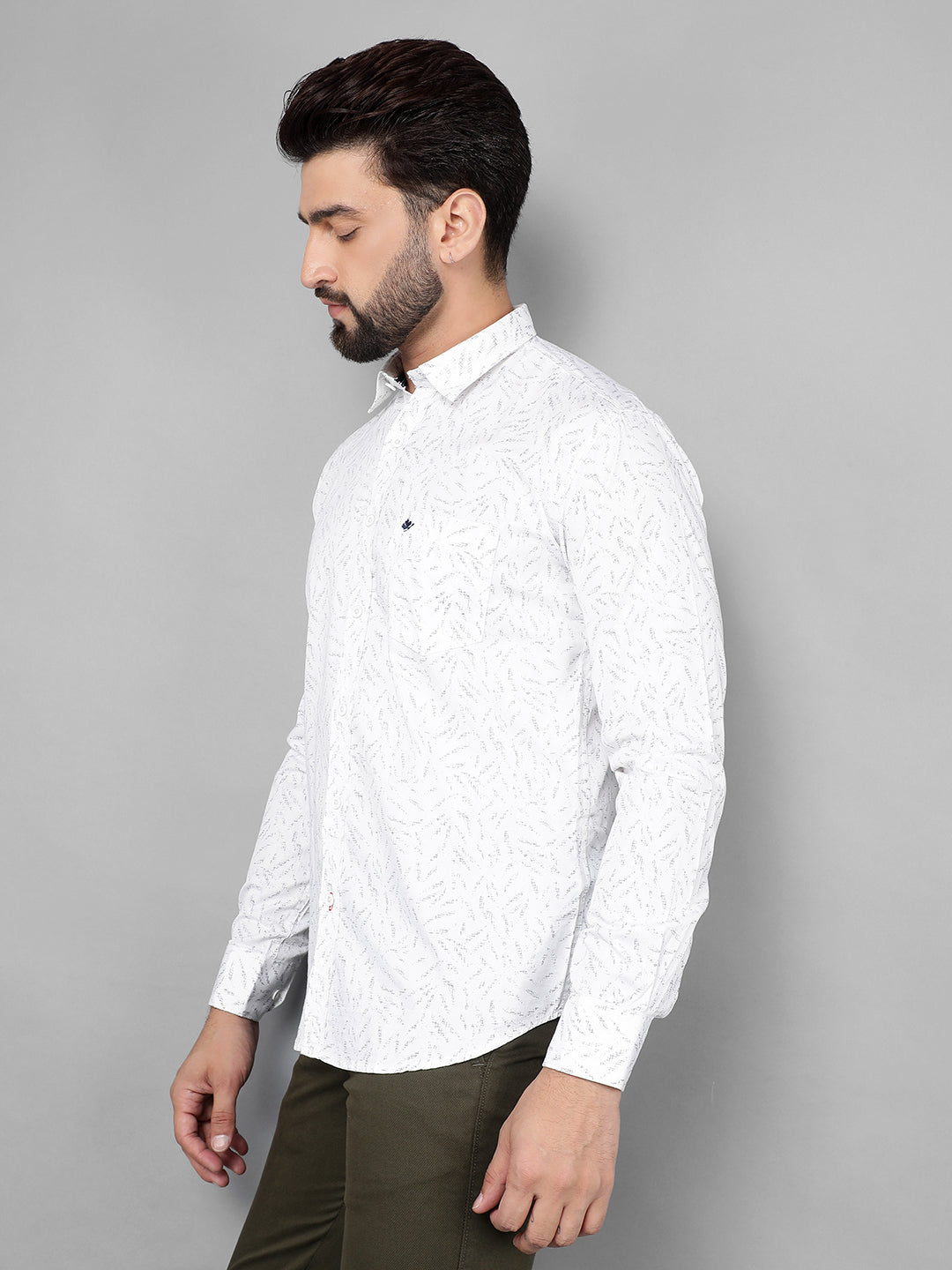 cobb white printed slim-fit casual shirt