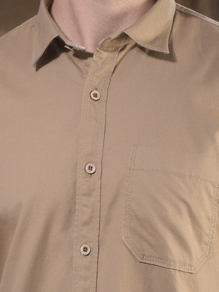 COBB KHAKI SOLID SLIM-FIT CASUAL SHIRT