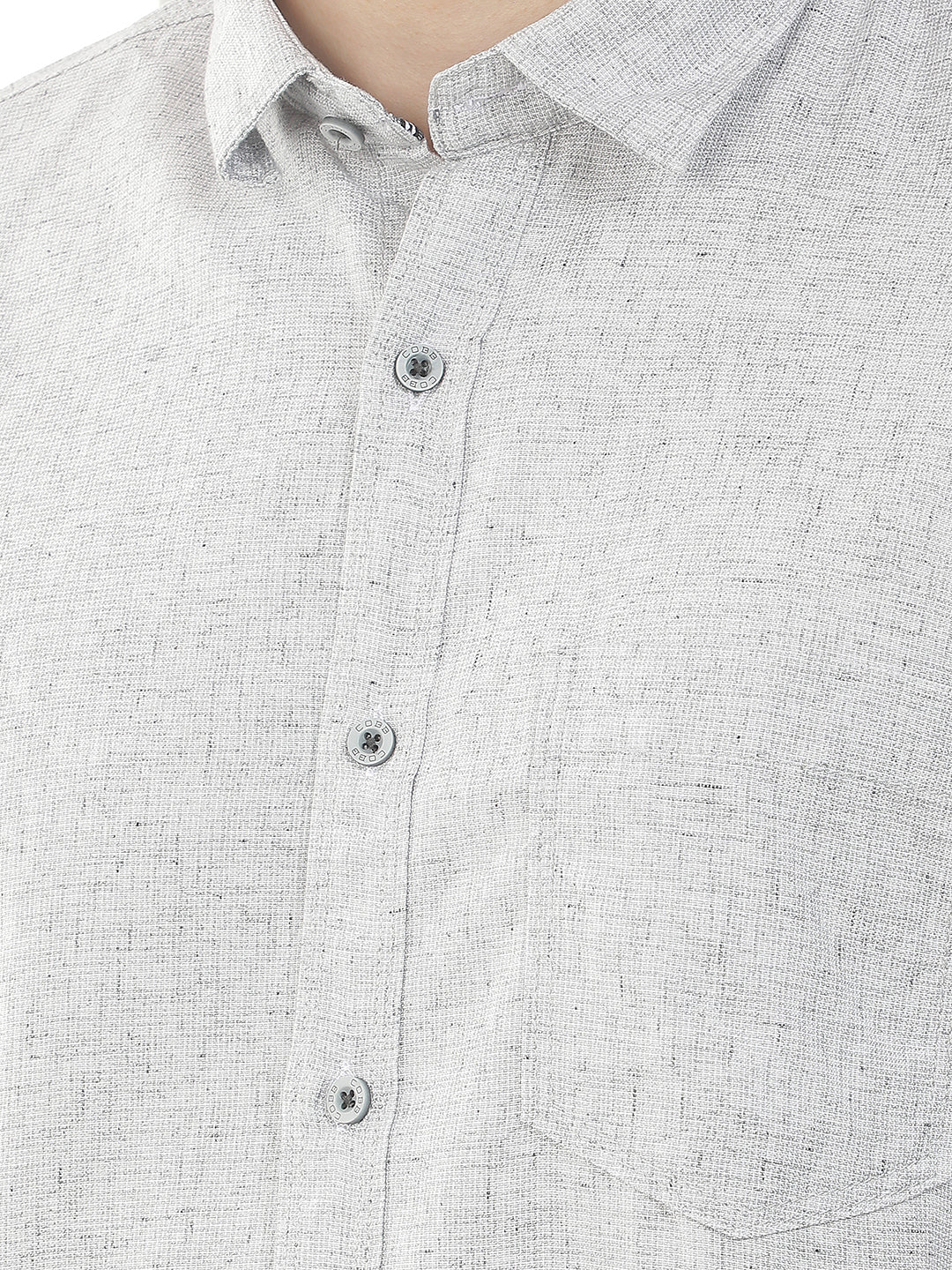 grey textured slim-fit casual shirt