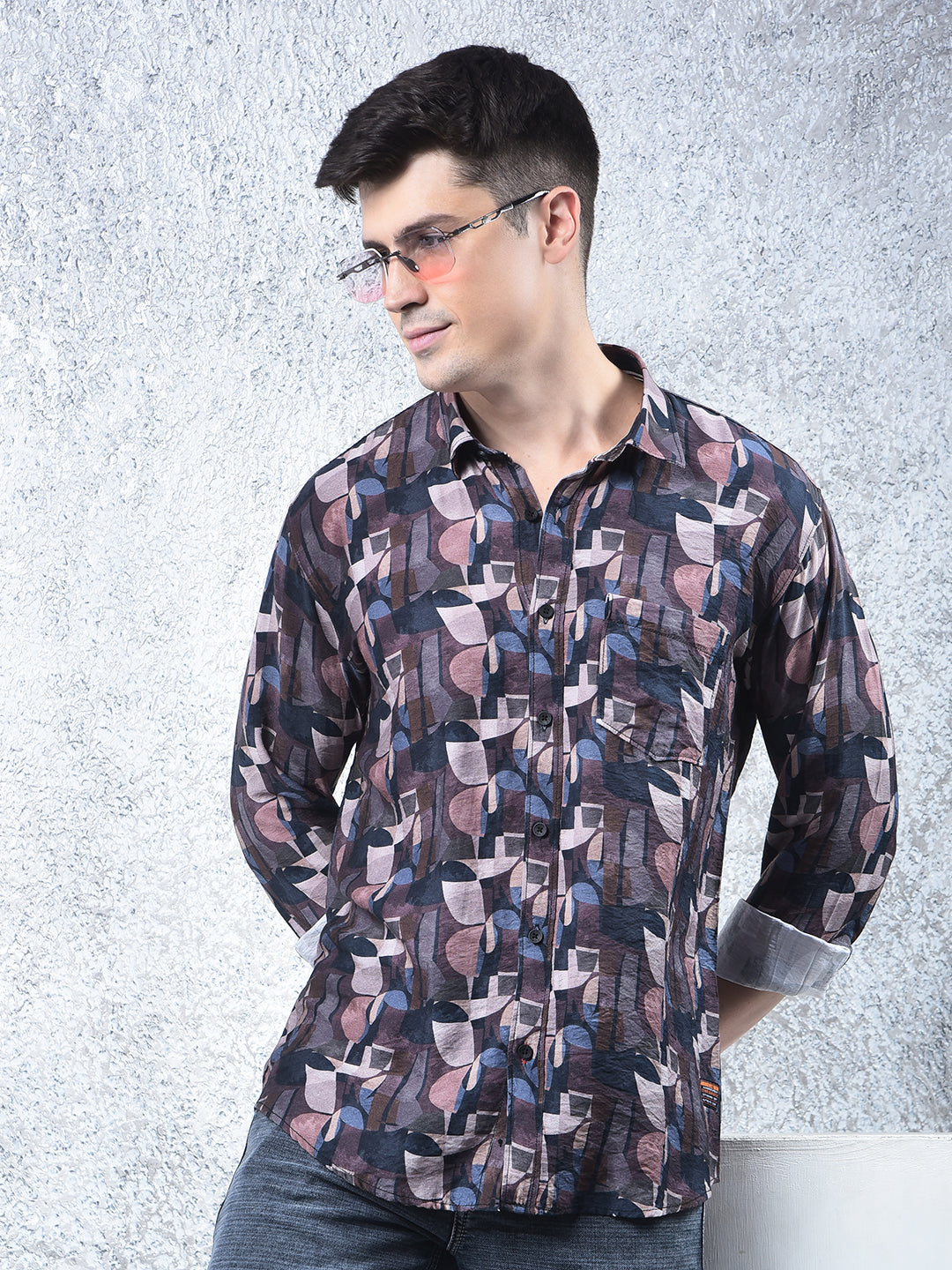 cobb wine printed casual shirt