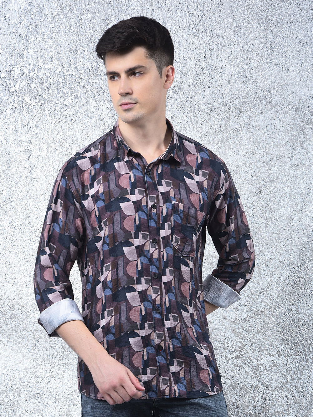 cobb wine printed casual shirt