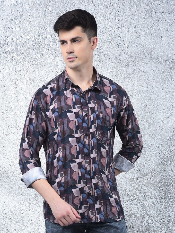 cobb wine printed casual shirt