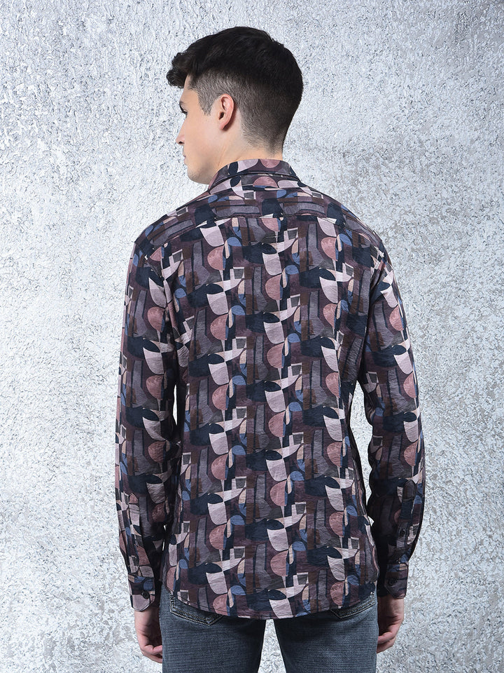 cobb wine printed casual shirt