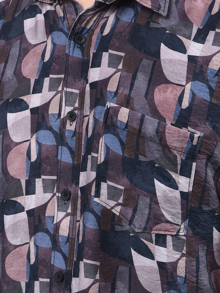 cobb wine printed casual shirt