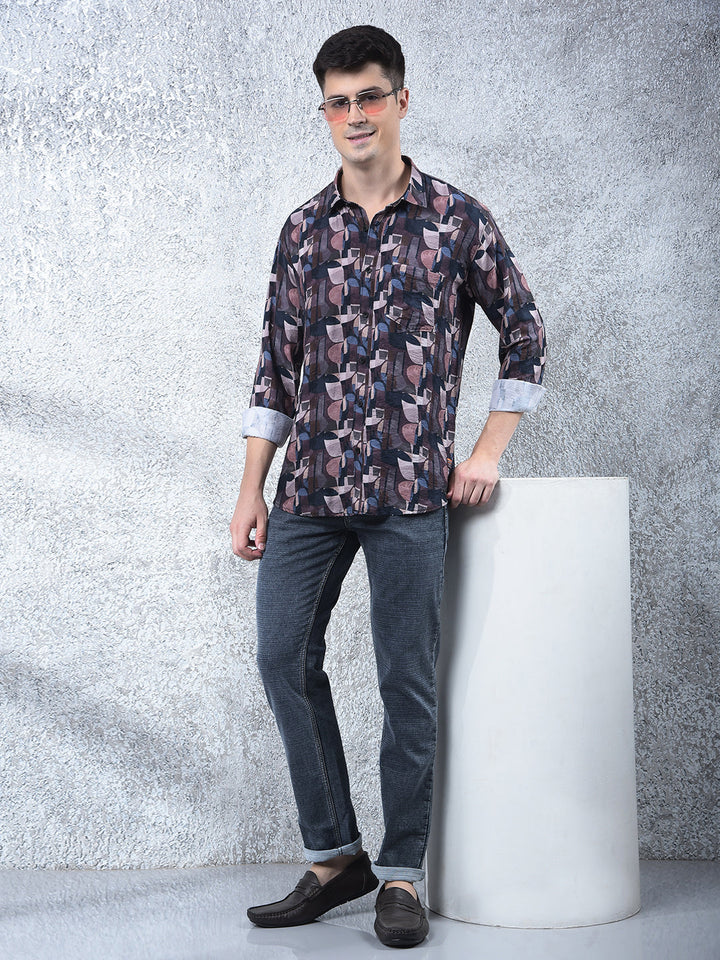 COBB WINE PRINTED CASUAL SHIRT