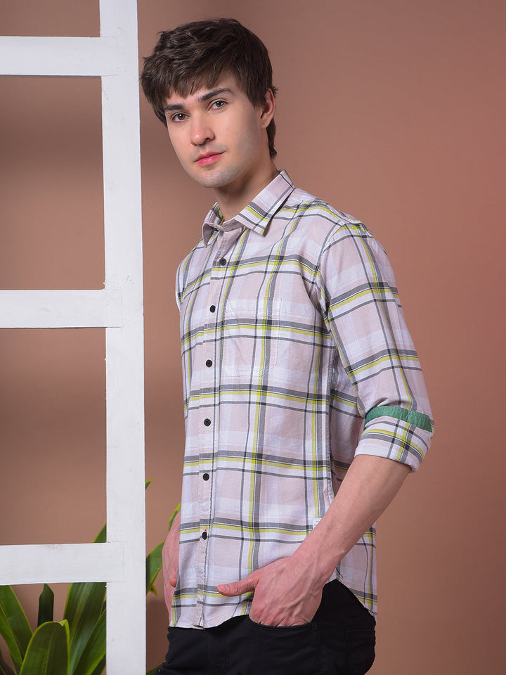 COBB LIGHT PINK CHECKED SLIM-FIT CASUAL SHIRT