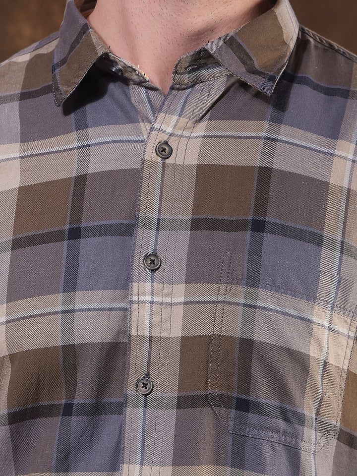 COBB BROWN CHECKED SLIM-FIT CASUAL SHIRT