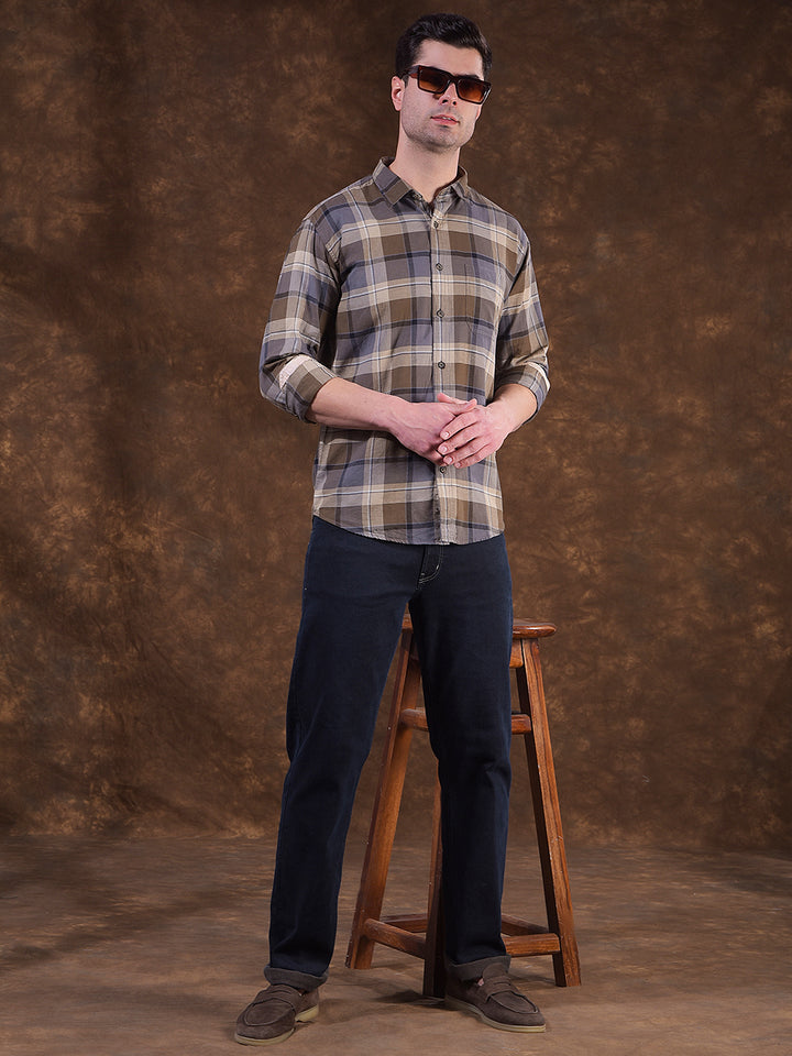 COBB BROWN CHECKED SLIM-FIT CASUAL SHIRT