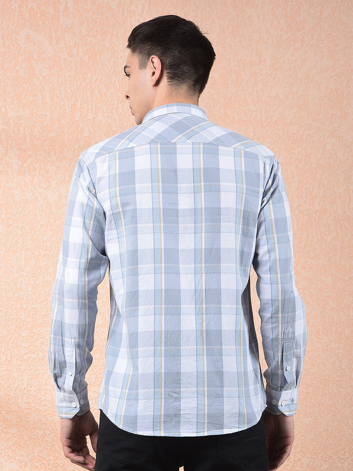 cobb grey checked slim-fit casual shirt