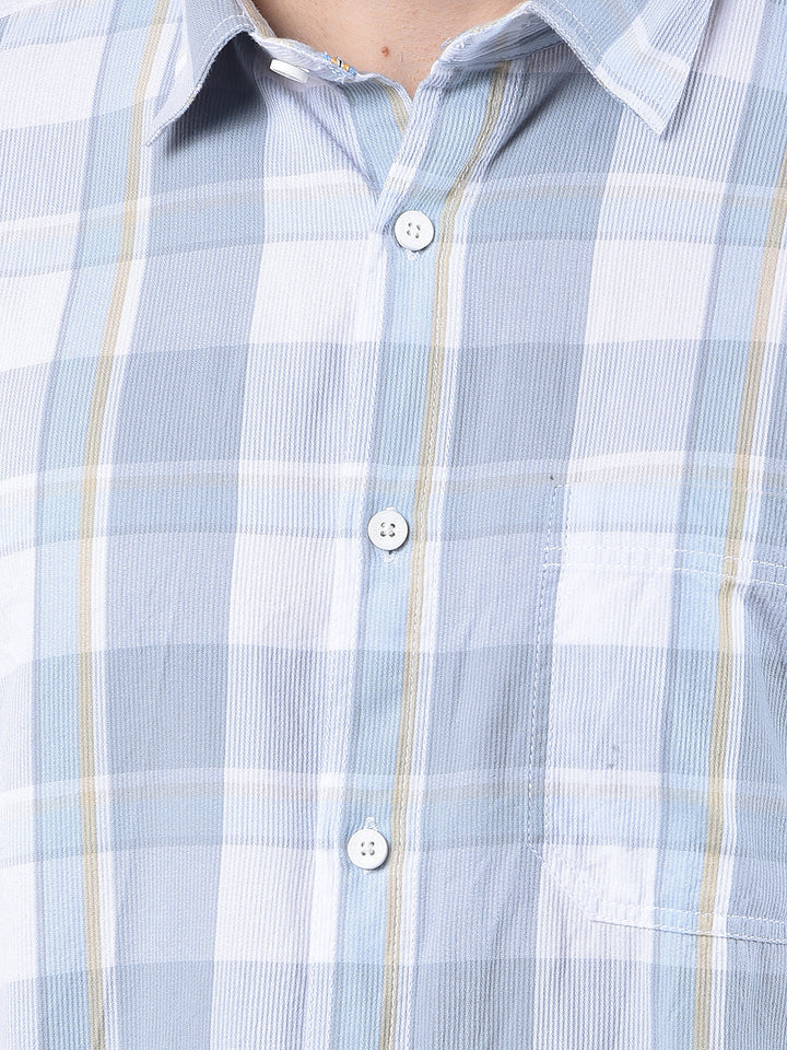 cobb grey checked slim-fit casual shirt