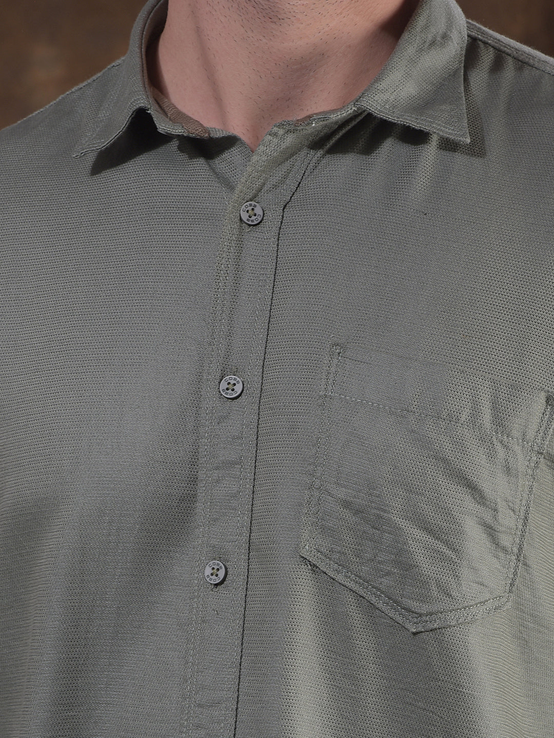 COBB GREEN SOLID SLIM-FIT CASUAL SHIRT