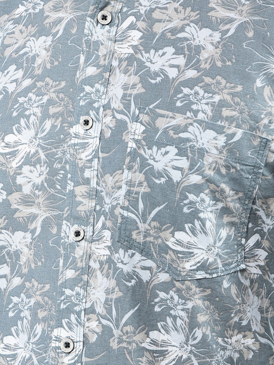 cobb light olive printed casual shirt