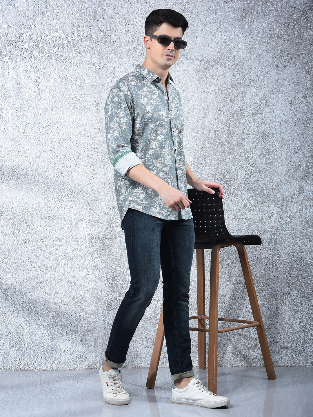 COBB LIGHT OLIVE PRINTED CASUAL SHIRT