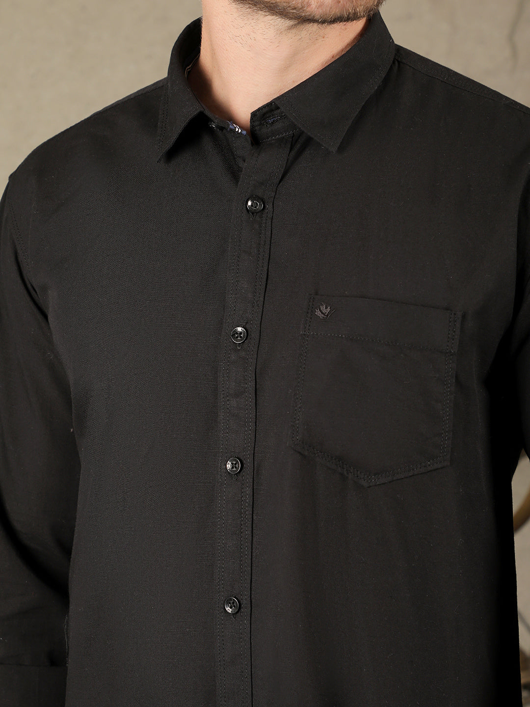 cobb solid black slim fit casual shirt