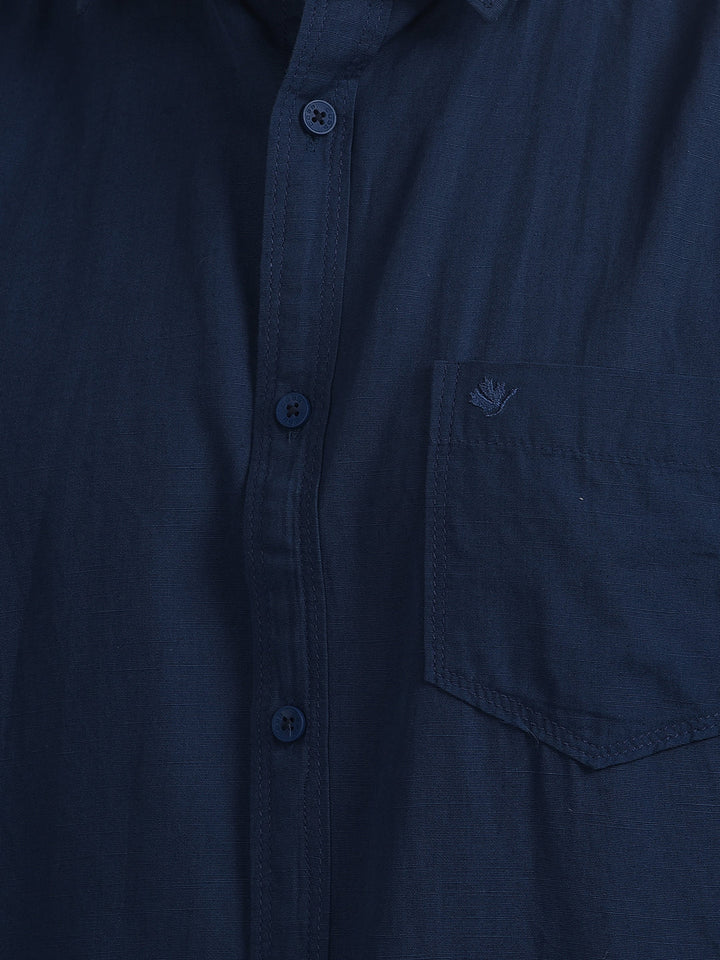 cobb solid indigo slim-fit casual shirt