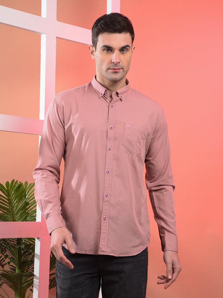 cobb solid dusty pink slim-fit button down casual shirt