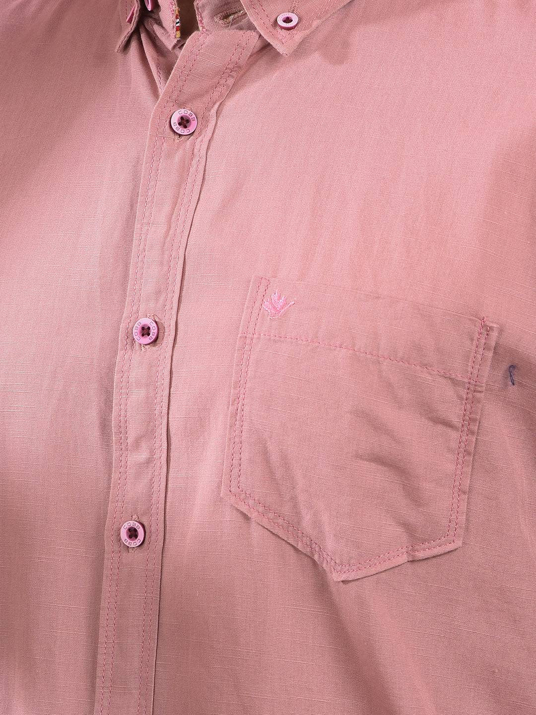 cobb solid dusty pink slim-fit button down casual shirt