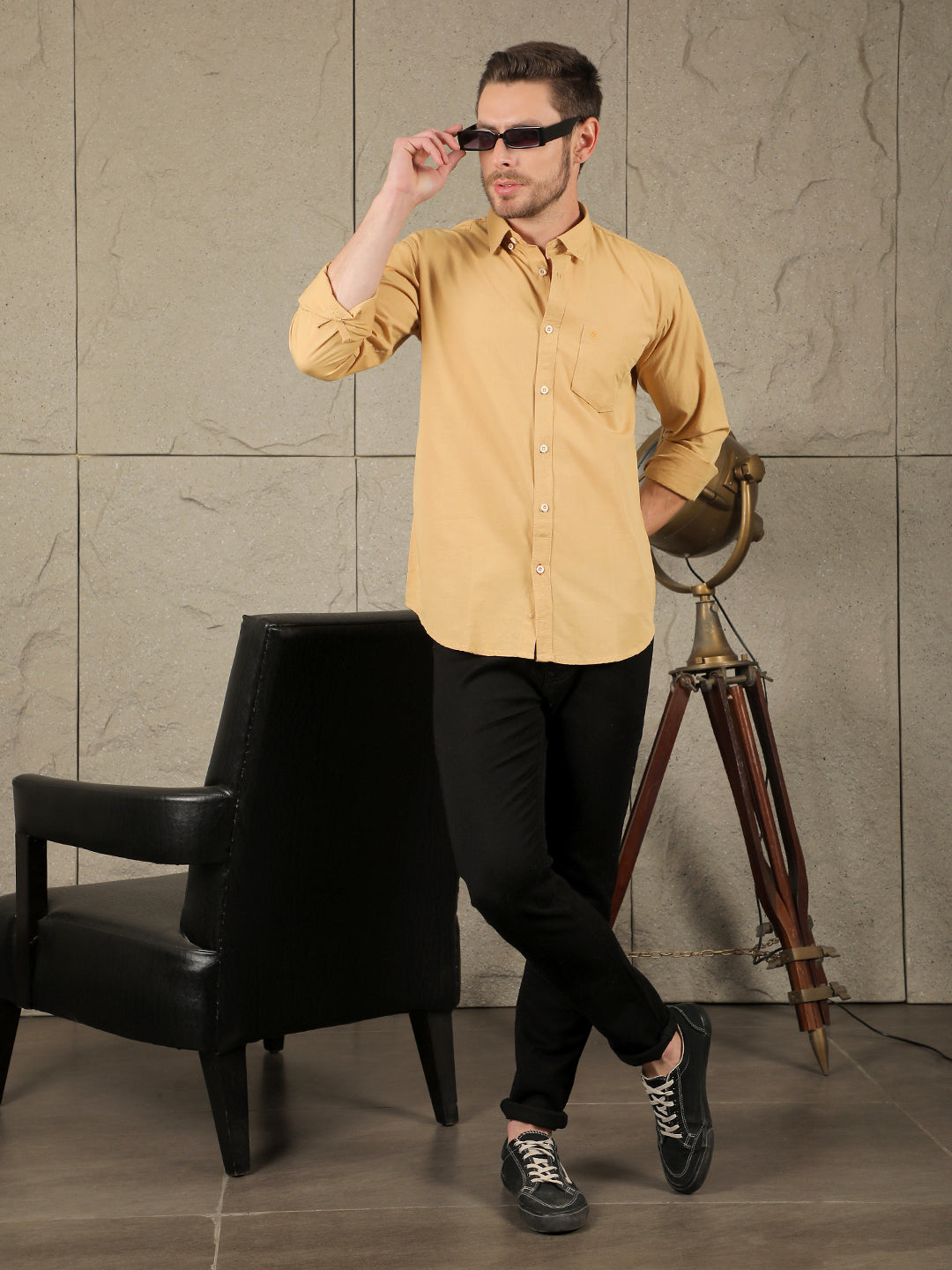 Cobb Solid Khaki Slim-Fit Button-Down Casual Shirt – Cobbitalyofficial Cobb Solid Khaki Slim-Fit Button-Down Casual Shirt – Cobbitalyofficial