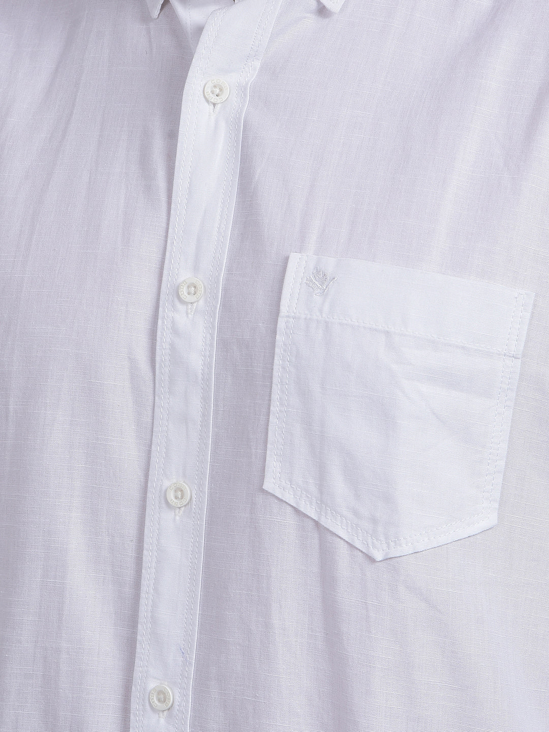 cobb solid white slim-fit button down casual shirt