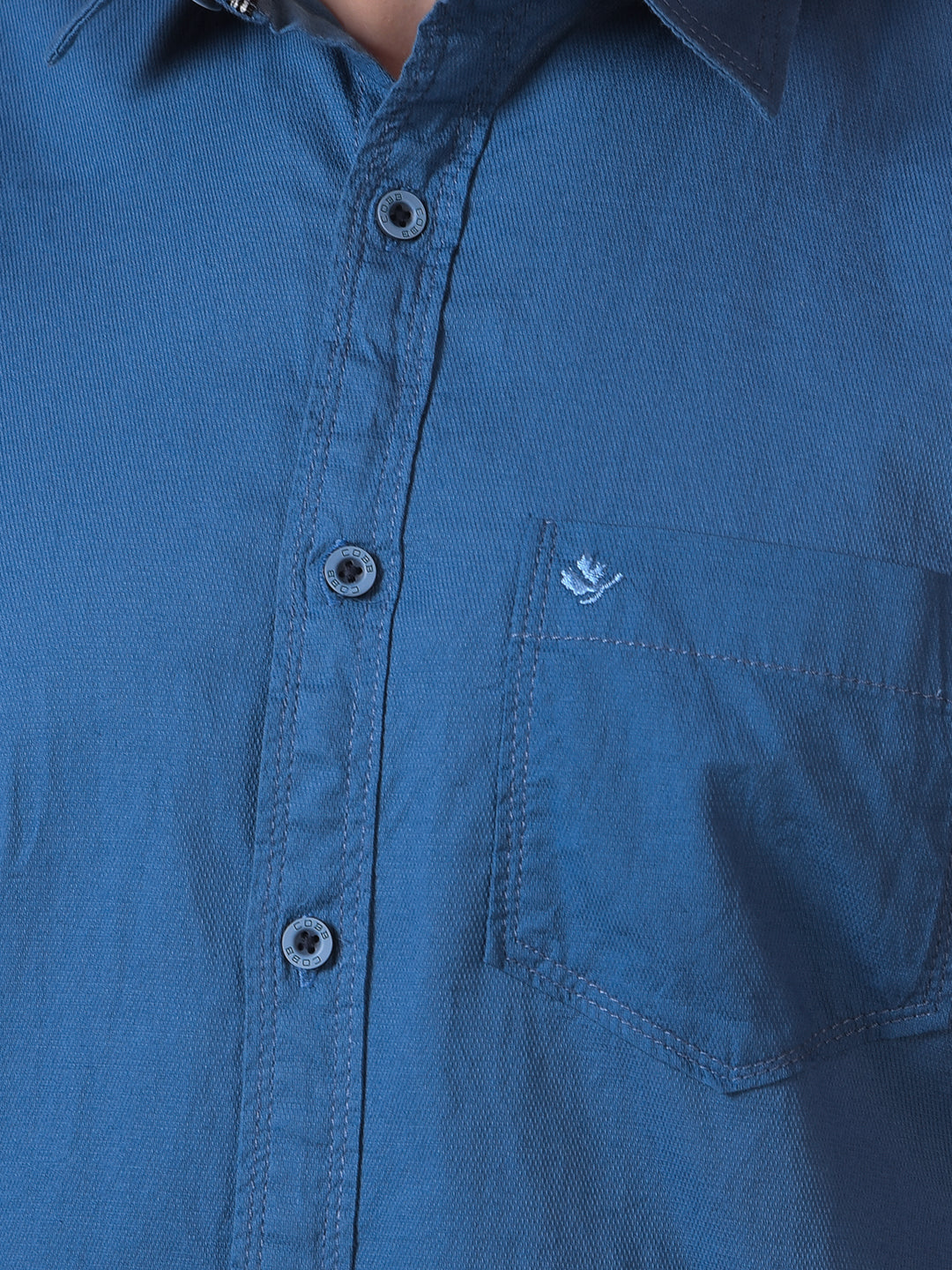 cobb solid cobalt blue slim-fit casual shirt