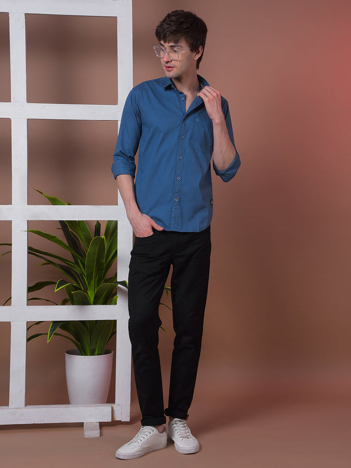 COBB SOLID COBALT BLUE SLIM-FIT CASUAL SHIRT