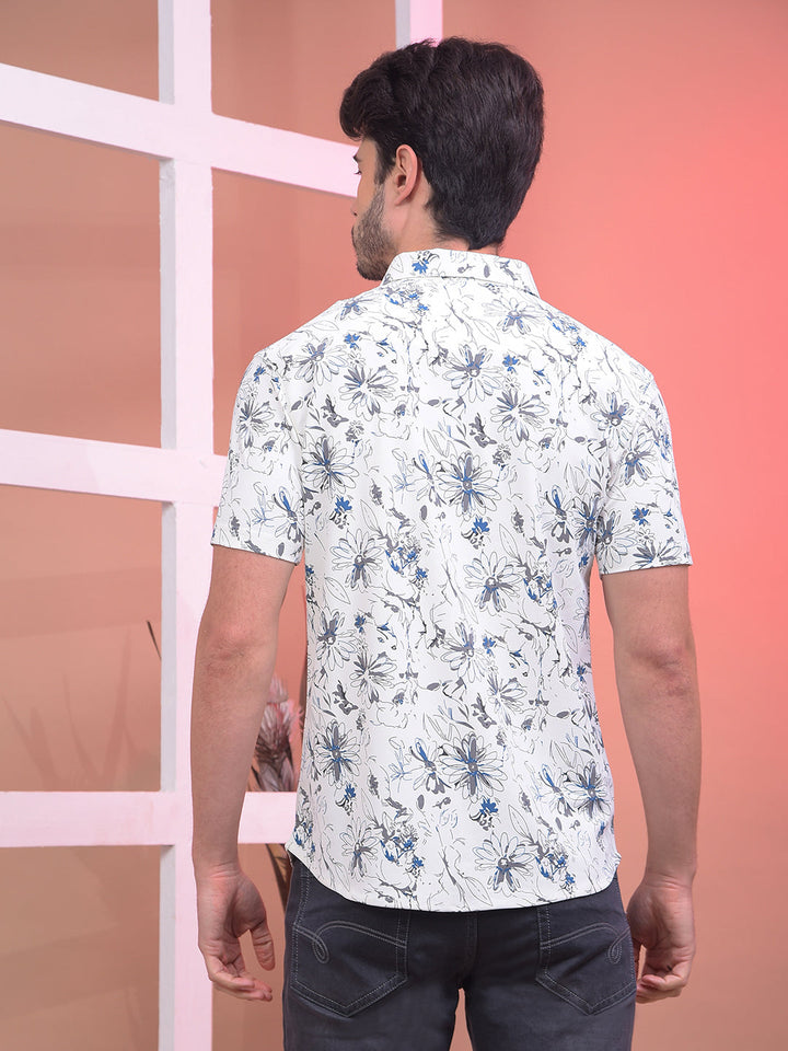 cobb off white printed half-sleeve casual shirt