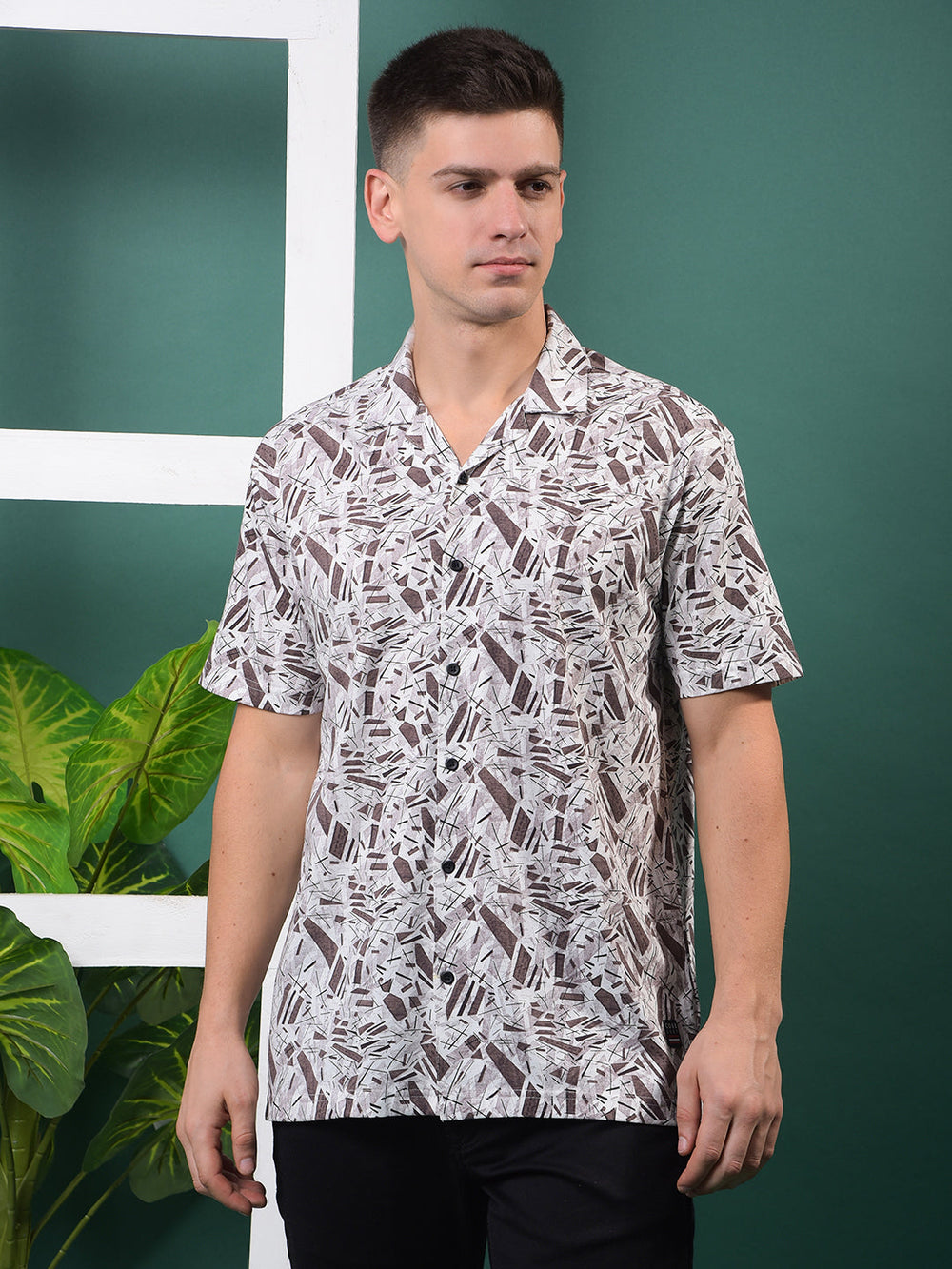 cobb coffee printed half-sleeve casual shirt