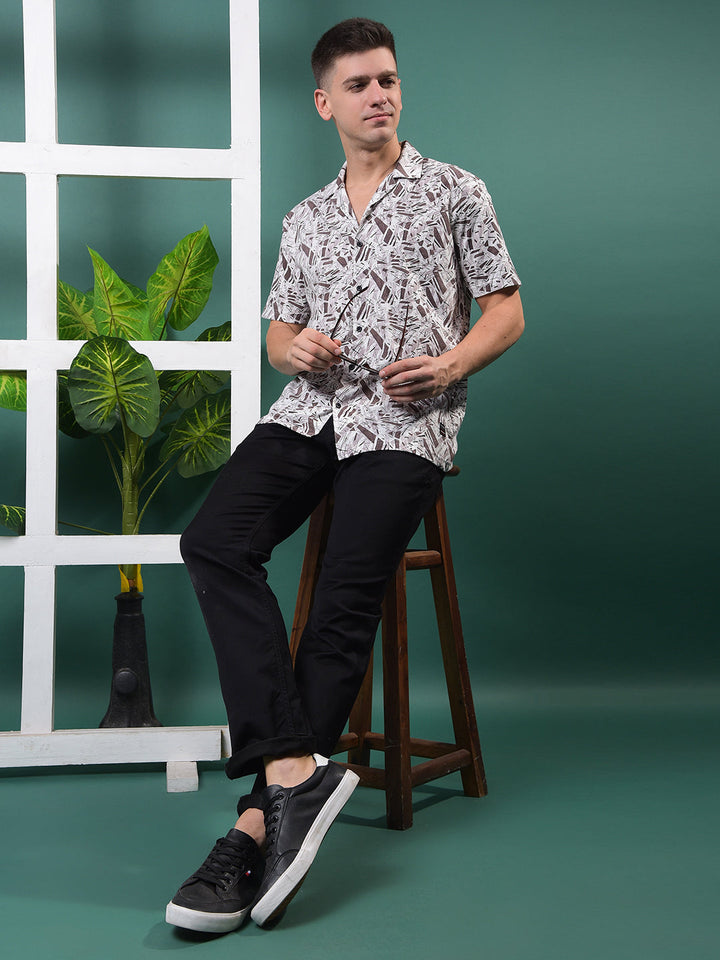 COBB COFFEE PRINTED HALF-SLEEVE CASUAL SHIRT