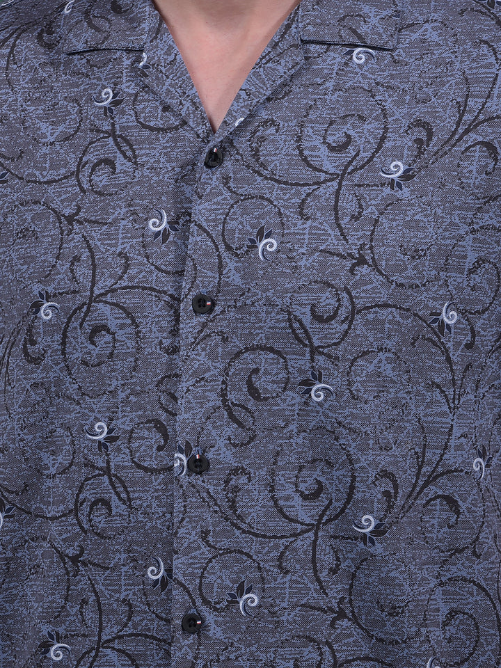 cobb blue printed half-sleeve casual shirt