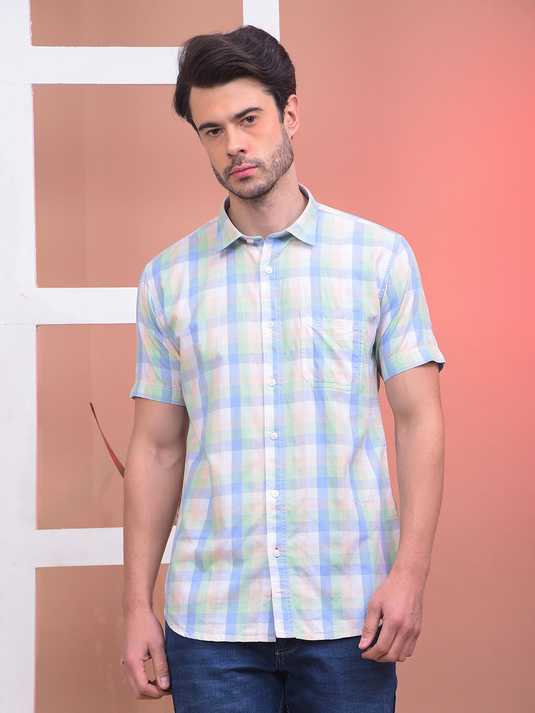 cobb multicolor checked half-sleeve casual shirt