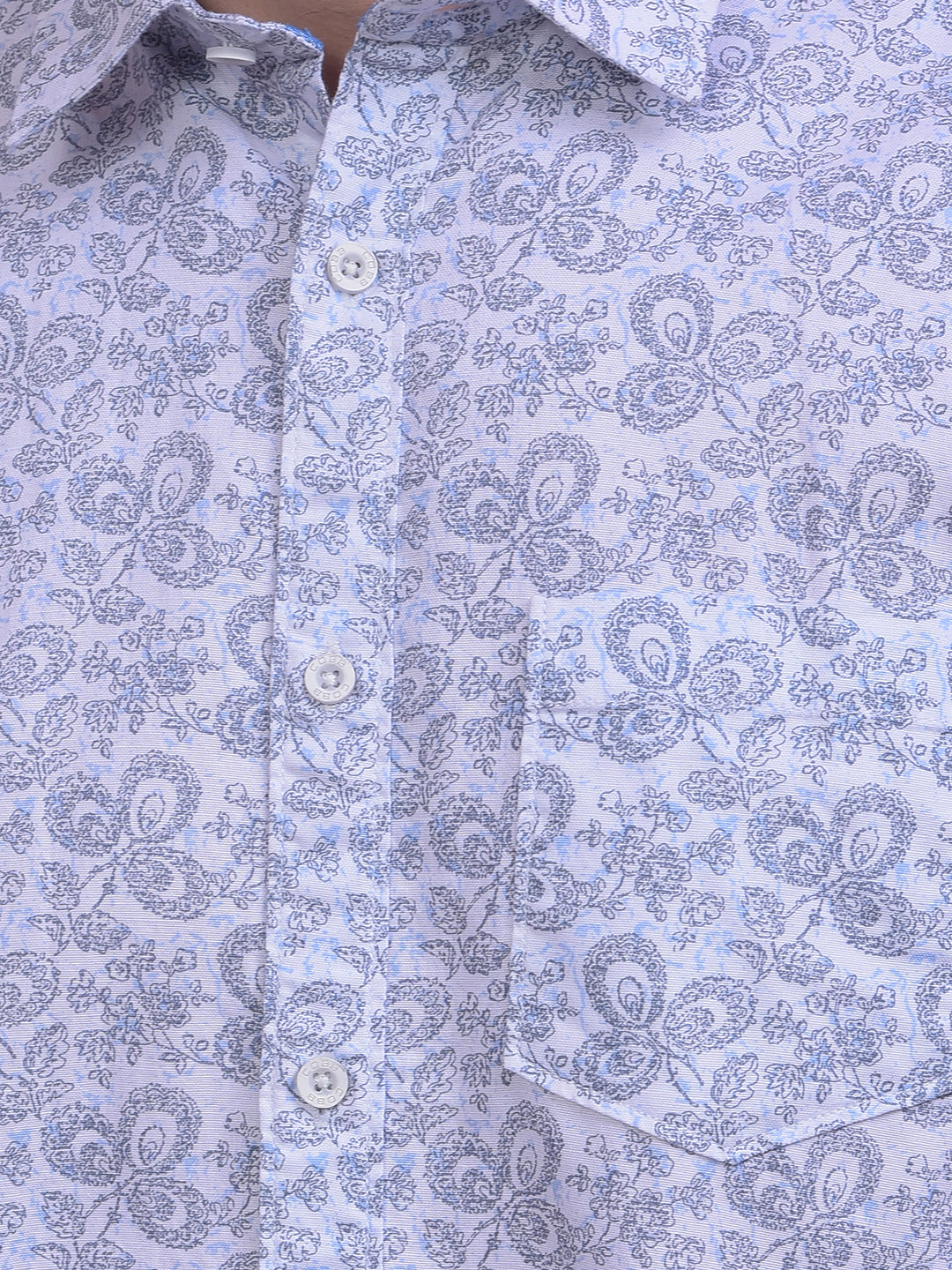 cobb white printed half-sleeve casual shirt