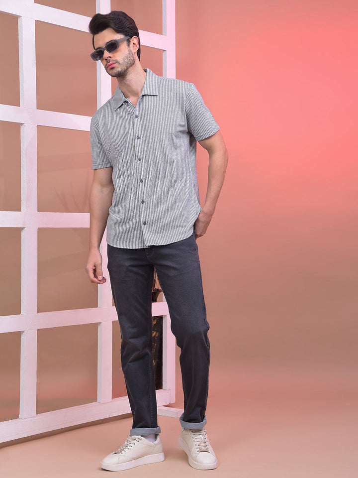 COBB GREY SELF-DESIGN HALF-SLEEVE CASUAL SHIRT