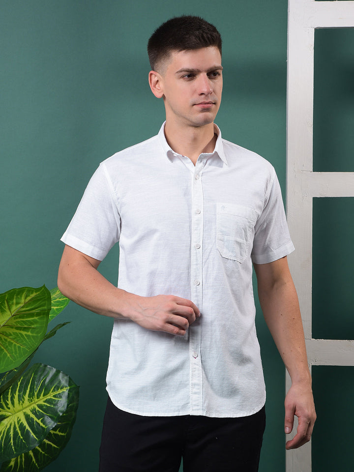 cobb solid white half-sleeve casual shirt
