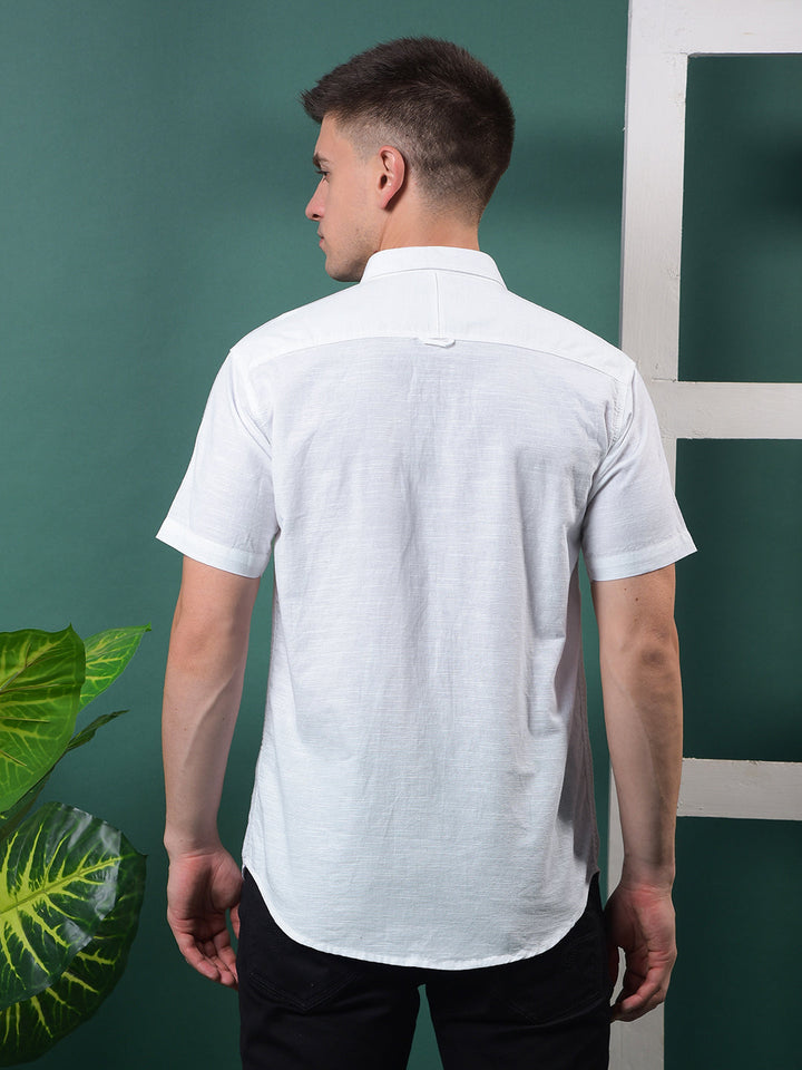 cobb solid white half-sleeve casual shirt