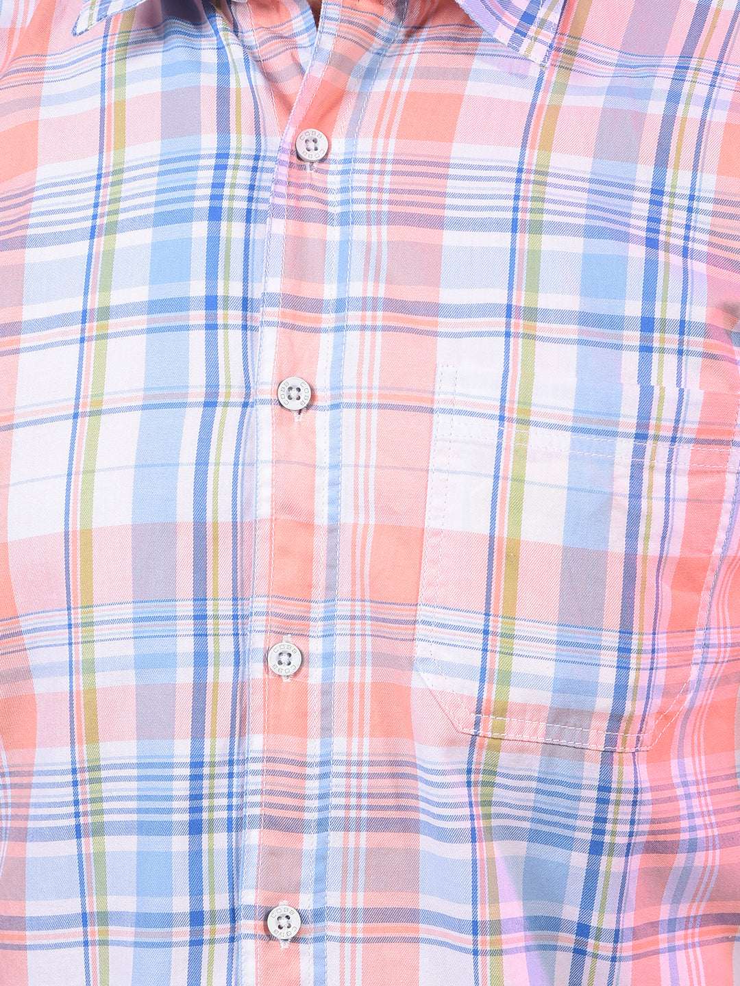 cobb peach checked half-sleeve casual shirt