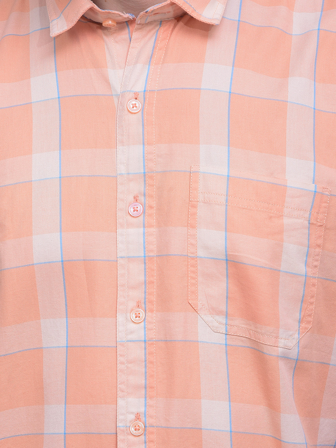 cobb orange checked half-sleeve casual shirt