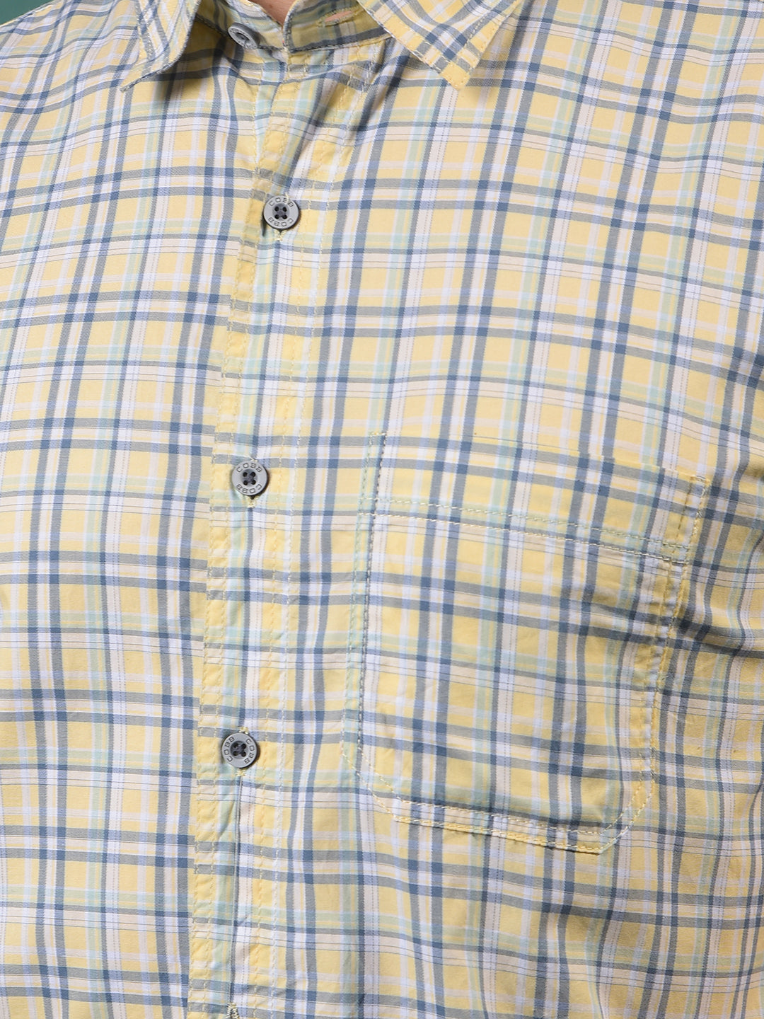 cobb yellow checked half-sleeve casual shirt