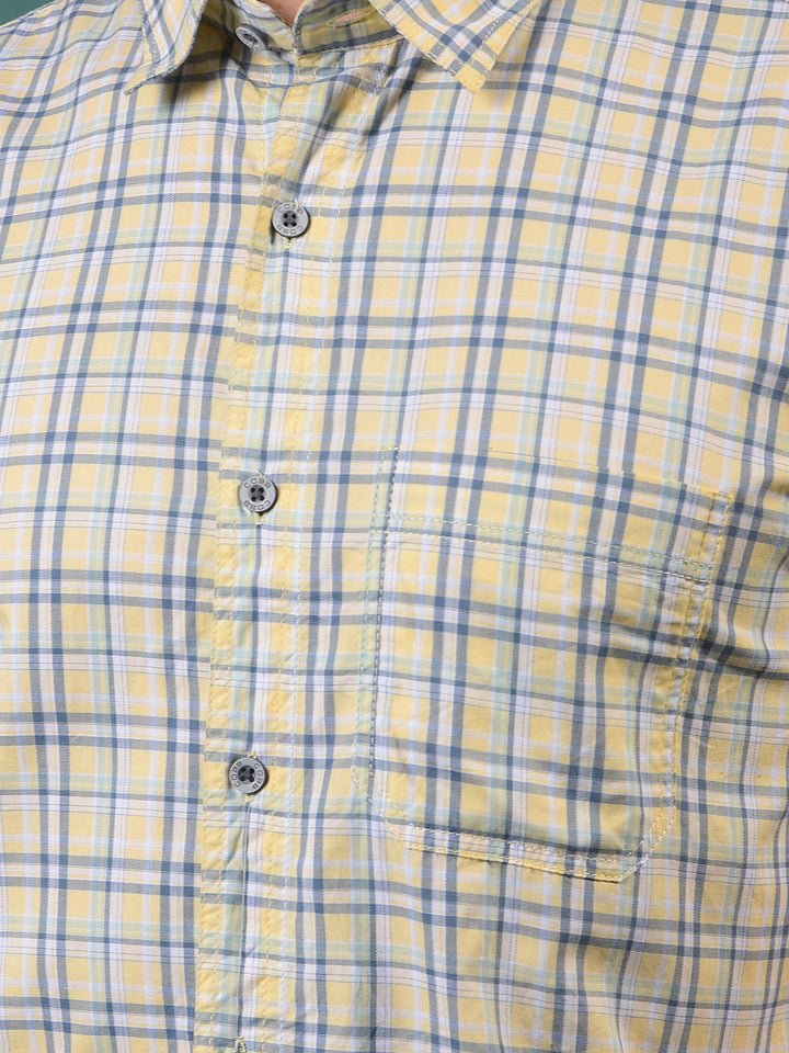 cobb yellow checked half-sleeve casual shirt