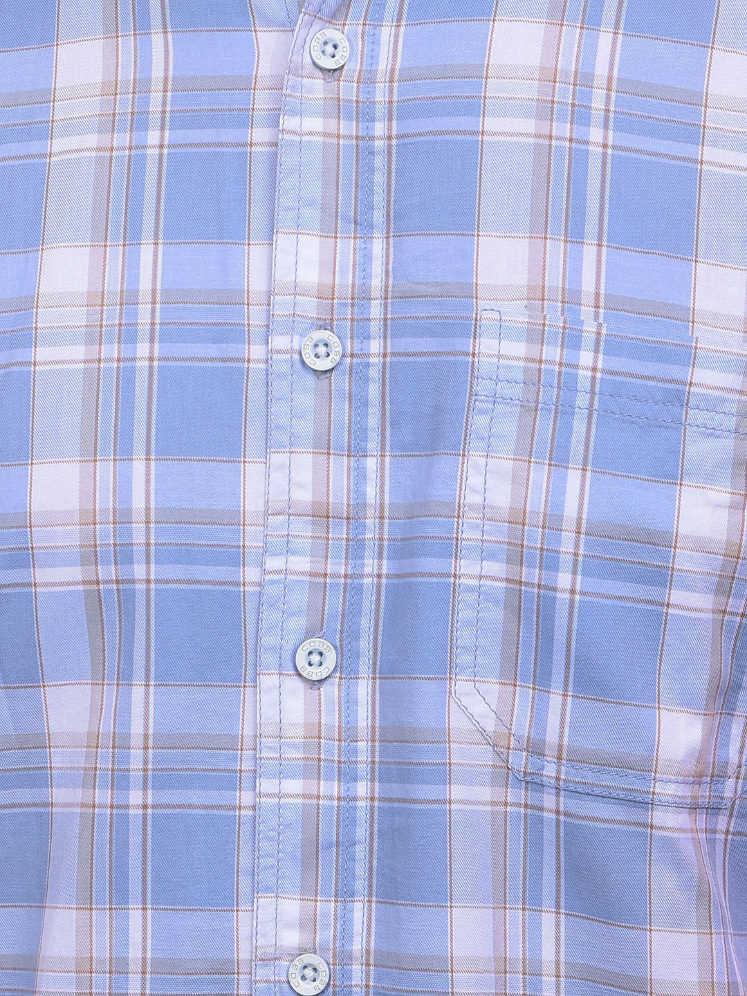 cobb cornflower blue checked half-sleeve casual shirt