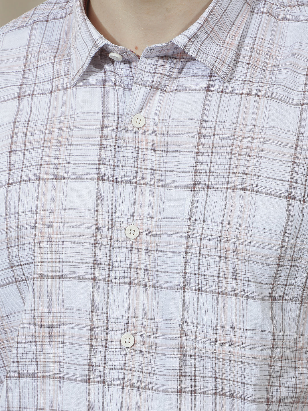 COBB PINK CHECKED HALF-SLEEVE CASUAL SHIRT