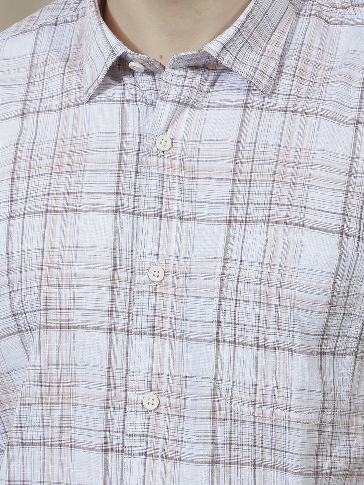 COBB PINK CHECKED HALF-SLEEVE CASUAL SHIRT