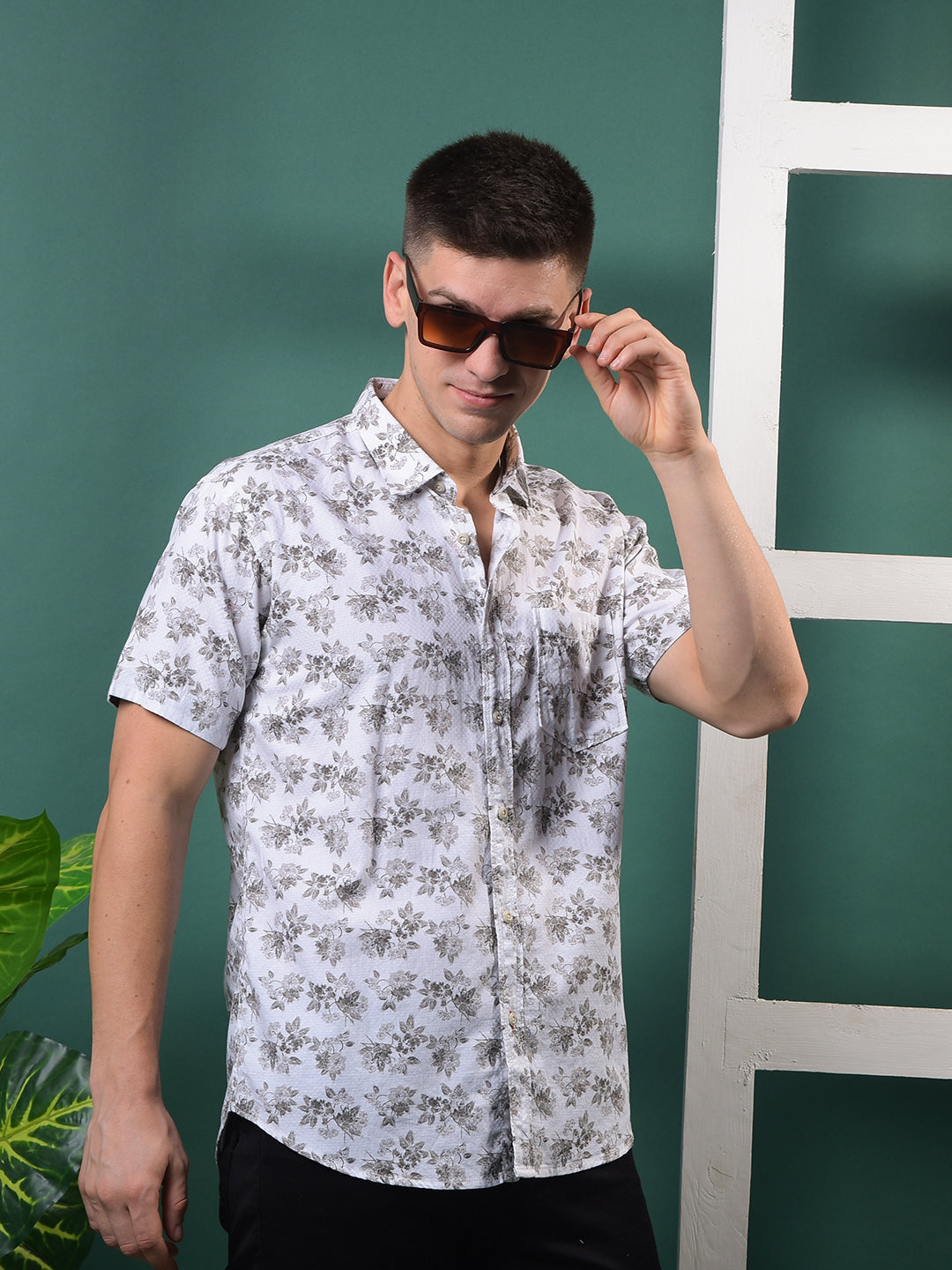 cobb mehandi printed half-sleeve casual shirt