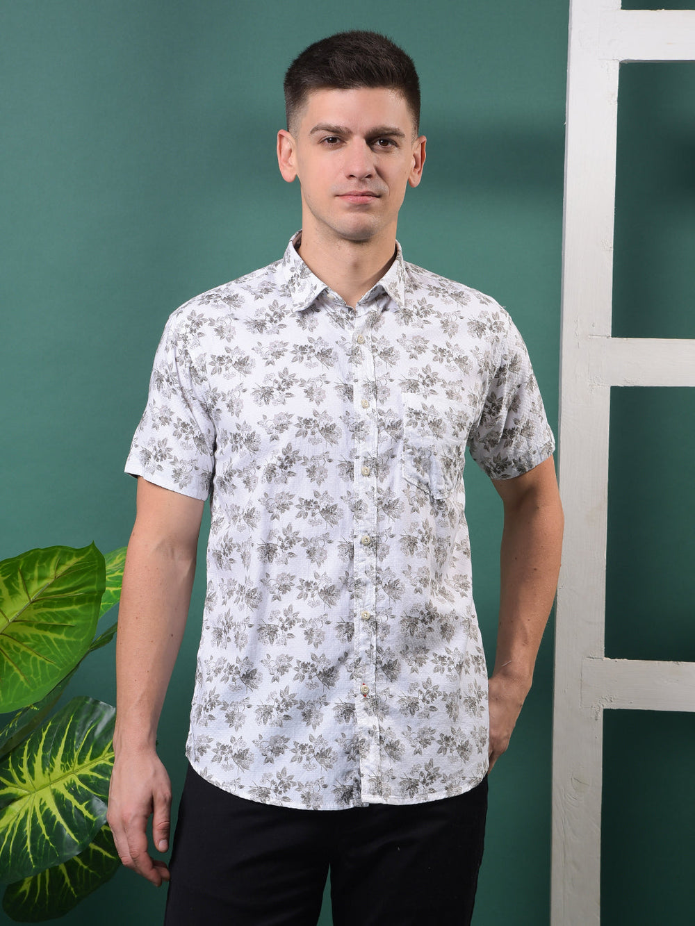 cobb mehandi printed half-sleeve casual shirt