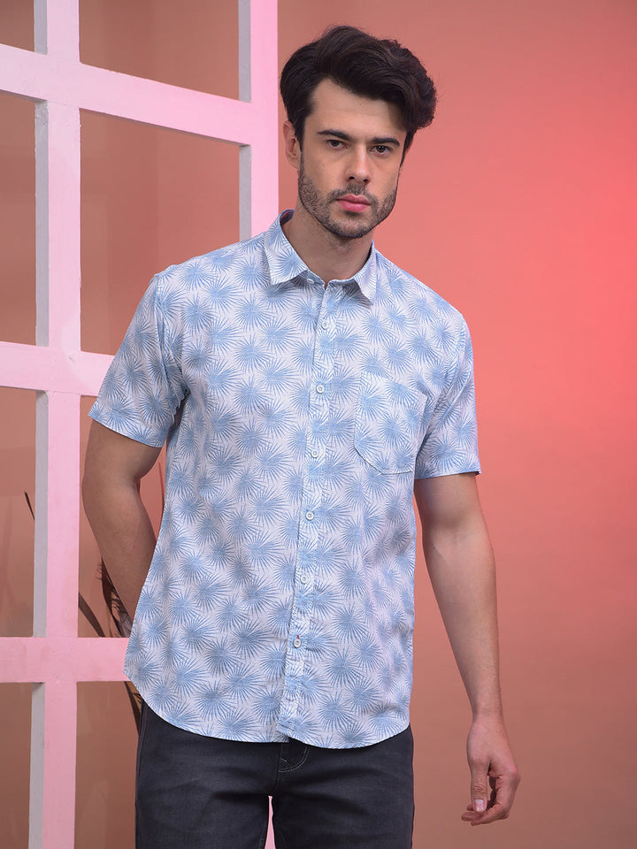 cobb blue printed half-sleeve casual shirt